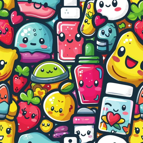 Motif Kawaii – Douceur et Paillettes