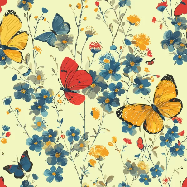 Motif Papillons et Fleurs Délicates